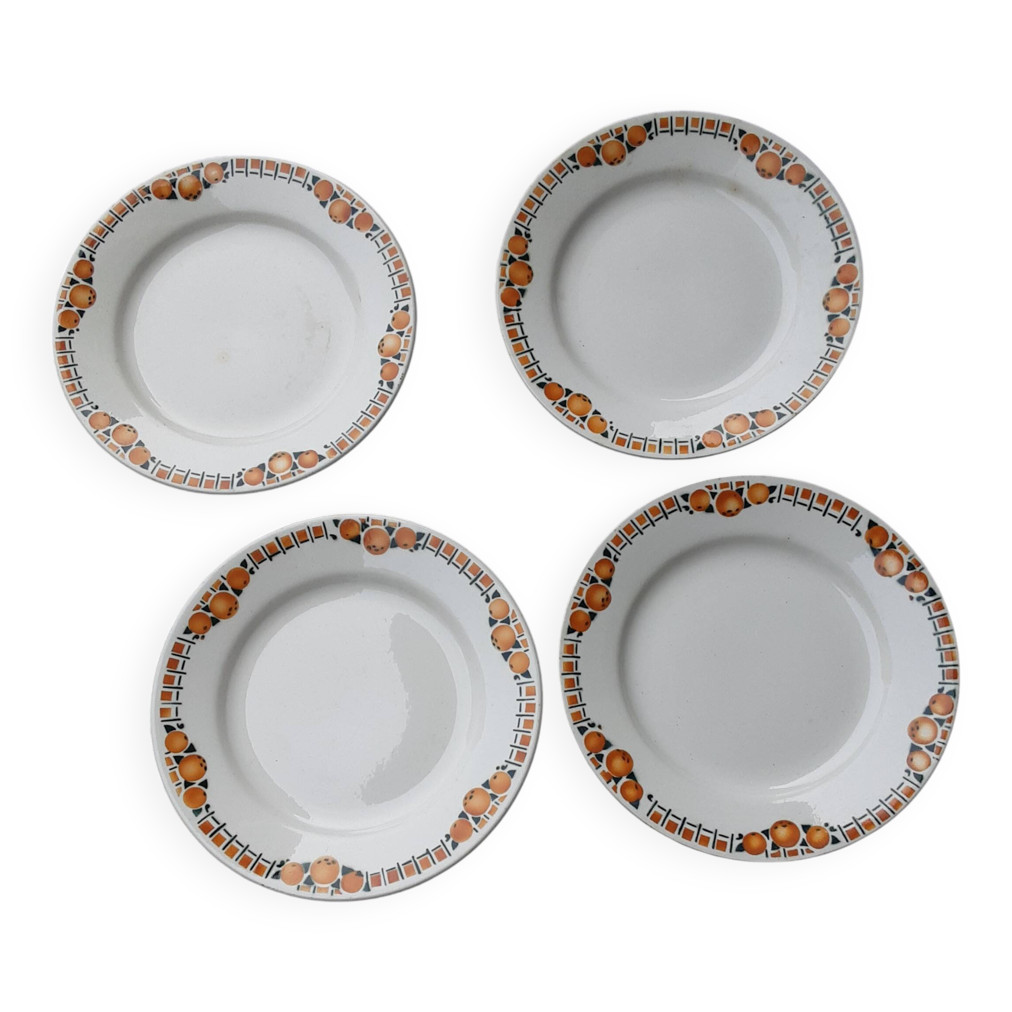 4 vintage flat plates, 22 cm, from St Amand Ceranor, Cotentin pattern