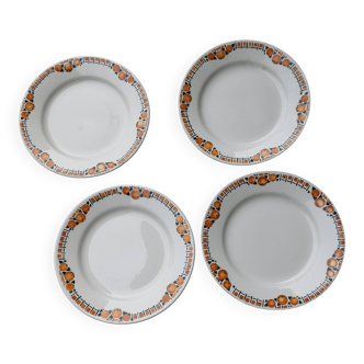4 assiettes vintage plates de 22 cm de st amand ceranor motif cotentin