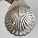Old metal plate in the shape of a shell.