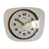 Horloge formica vintage pendule murale silencieuse "Hangarter bois gris beige"