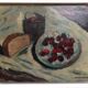 Oil on cardboard by Robert SIMON (1888-1961) Still life with cherries,