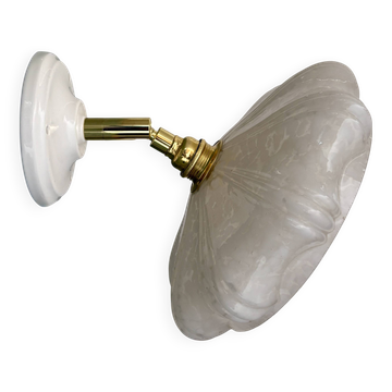 Vintage art deco wall lamp with white Clichy glass shade