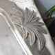 Vintage tray in silver stainless steel and palm tree