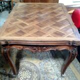 old walnut wood table in louis XV style