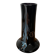 Artisanal vase in black glass with copper and blue inclusions.