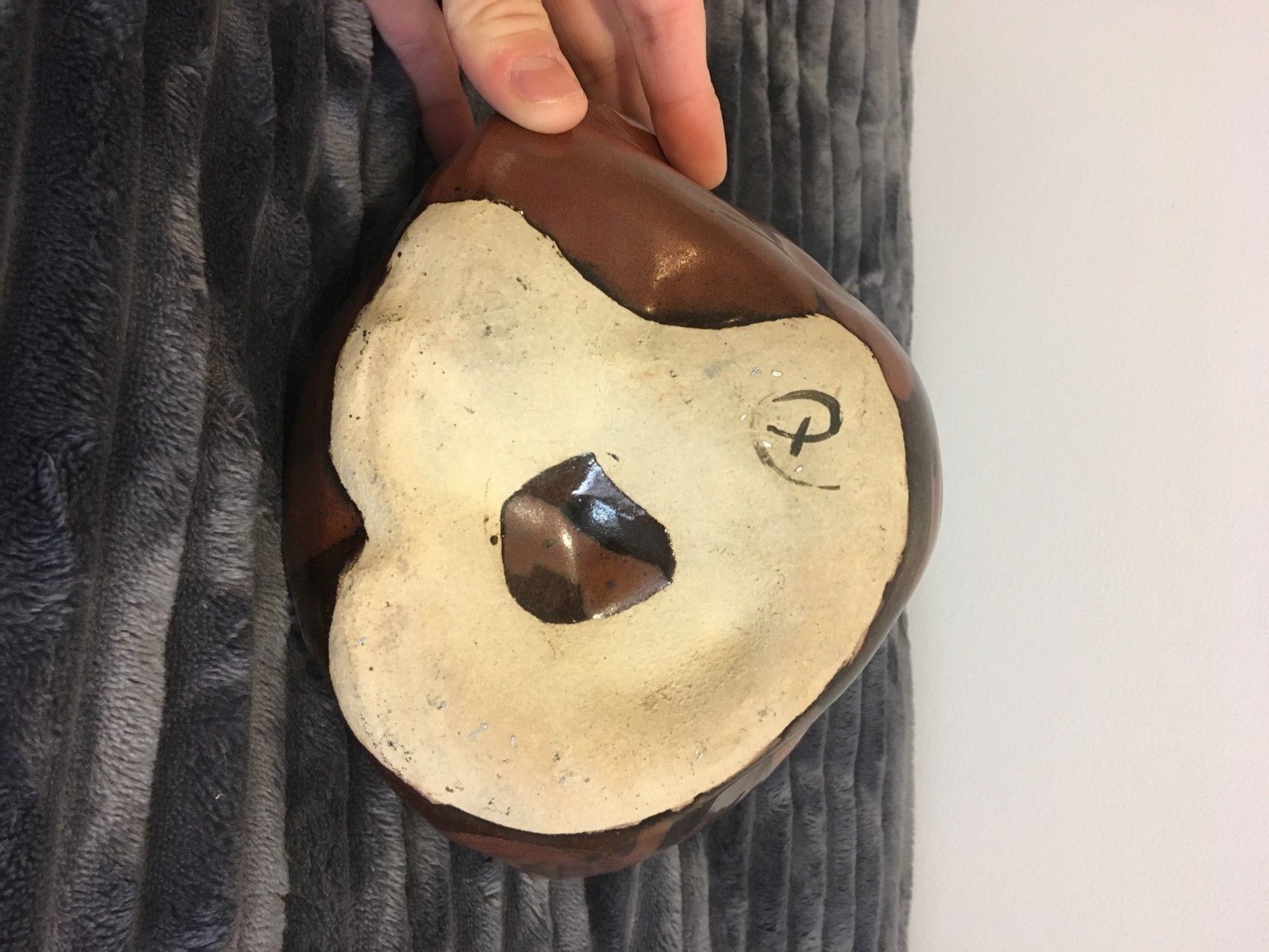 Vase ball enamelled pottery of artist's signature terminal