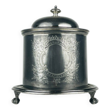 Antique silver biscuit box with silver plating by James Deakin & Sons, 1890s.