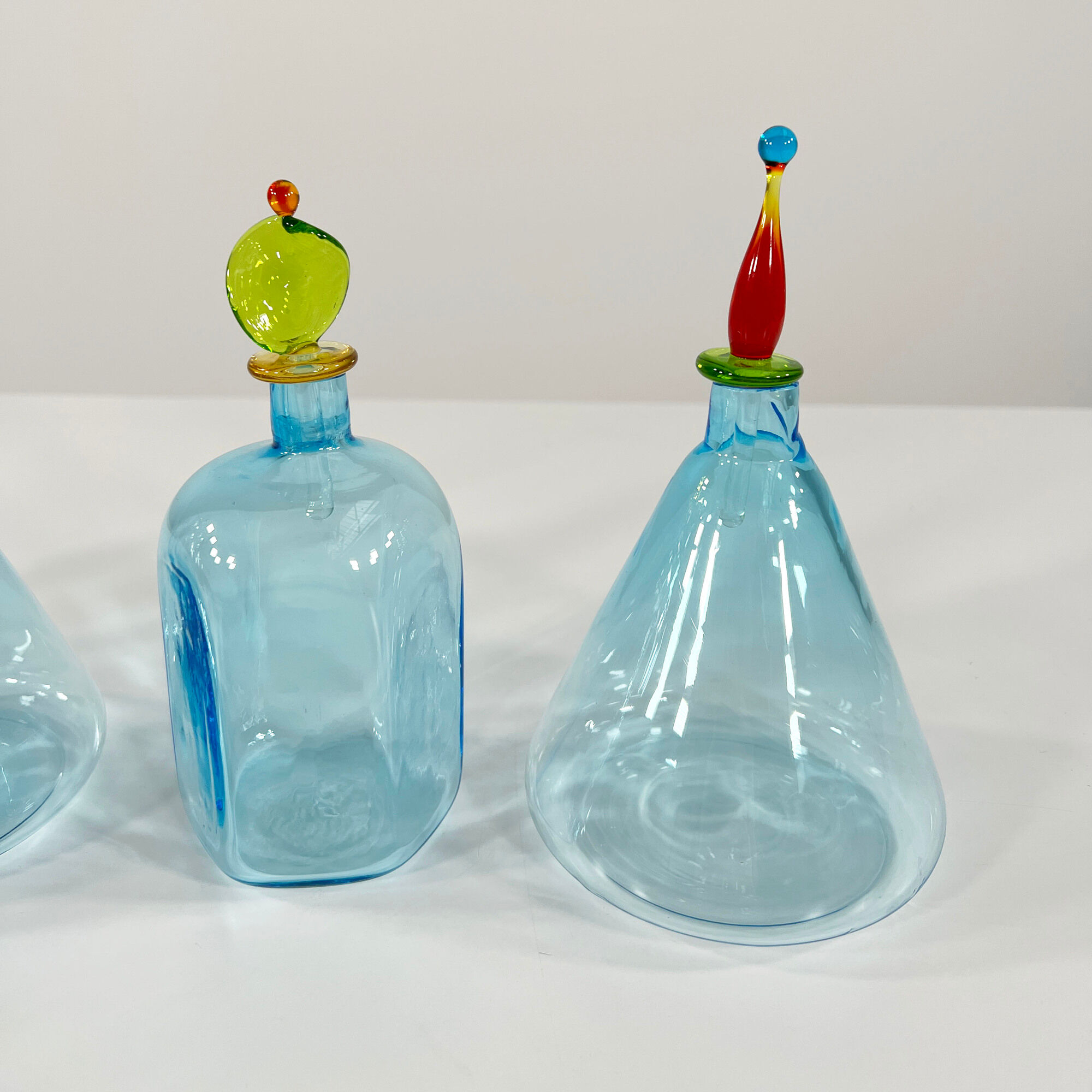 Set of 4 Italian vials made of Murano glass 1970s