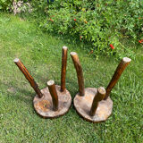 Pair of vintage brutalist stools 1970