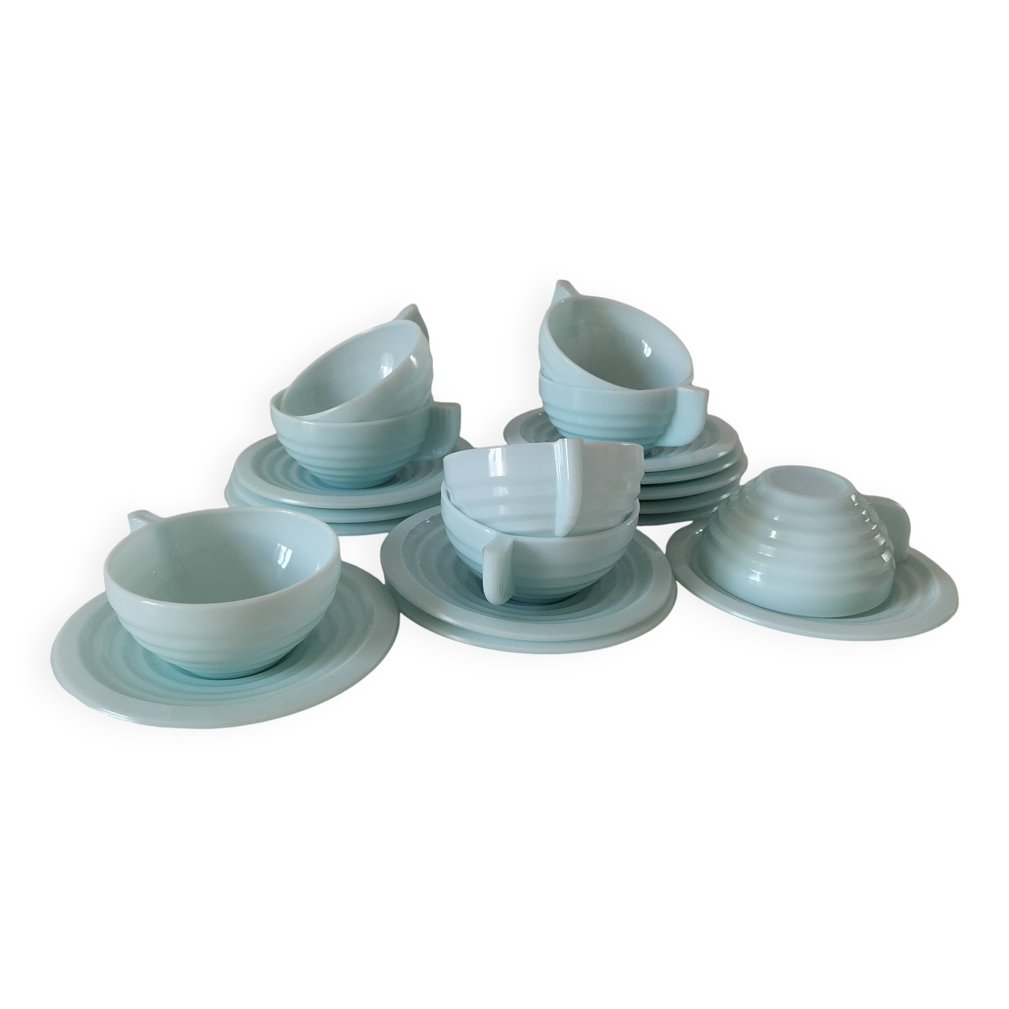 8 Opaline Mint Green Cups