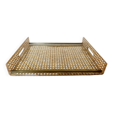 Plateau 'CHRISTIAN DIOR' plexiglass, canework and brass, 1970, lucite