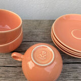 4 salmon ceramic tea or coffee cups