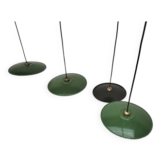 Enameled sheet metal pendant lights