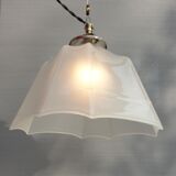 Art Deco white glass draped translucent hanging lamp