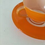 Duralex orange cup and saucer – vintage 70s design