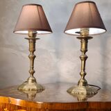 pair of brass bedside lamp 32x15 elec ok switch to the socket, good general condition