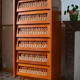 Wooden and rattan dresser