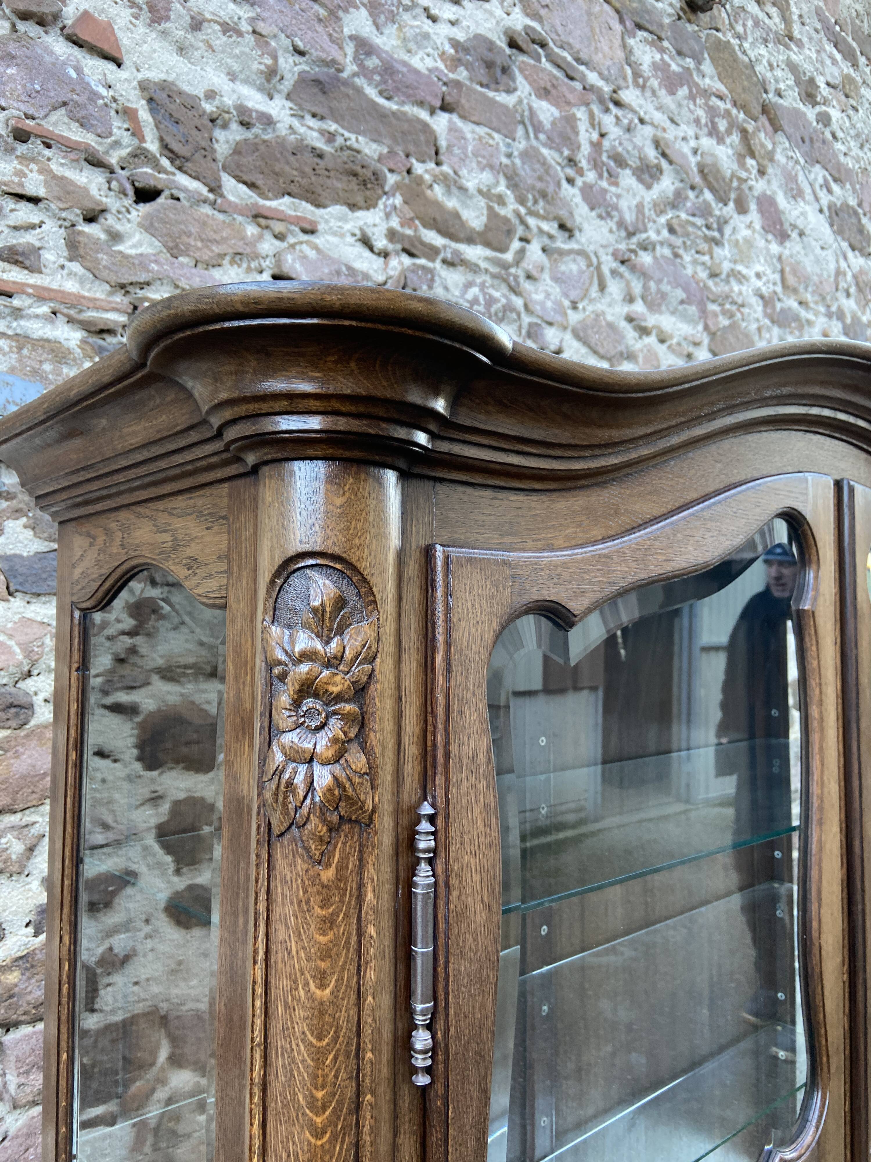 Display Cabinet Silver Cabinet Bookcase Provence Rocaille Louis XV Carved Oak 1960