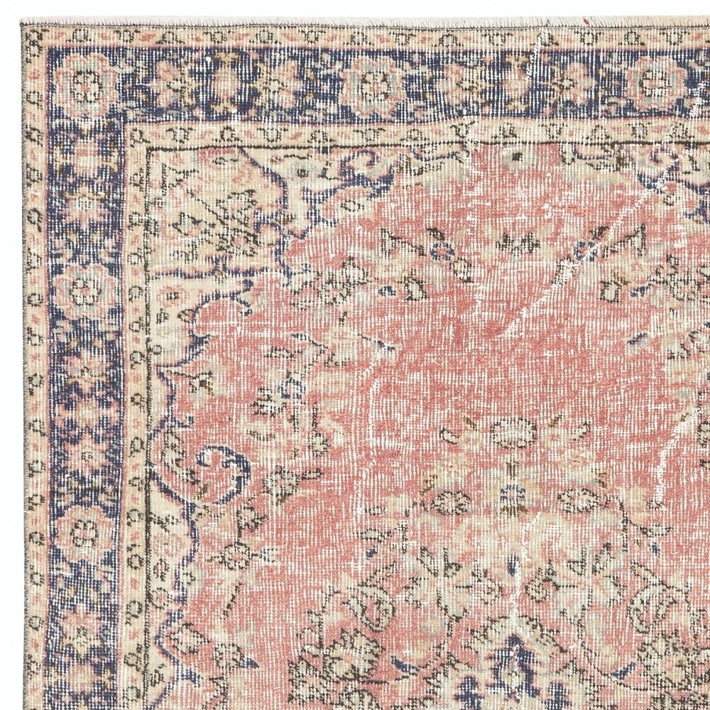 Vintage Handmade Turkish Red Wool Accent Rug with Medallion Design for Home and Office Decor
