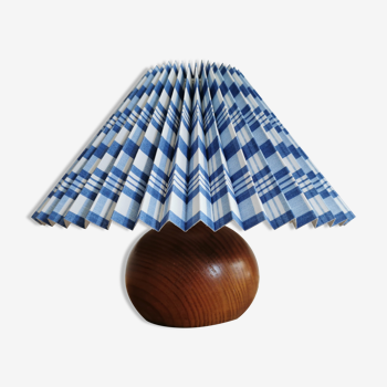 Pleated blue bedside lamp