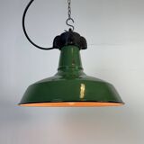 Industrial Green Enamel Factory Pendant Lamp, 1960s