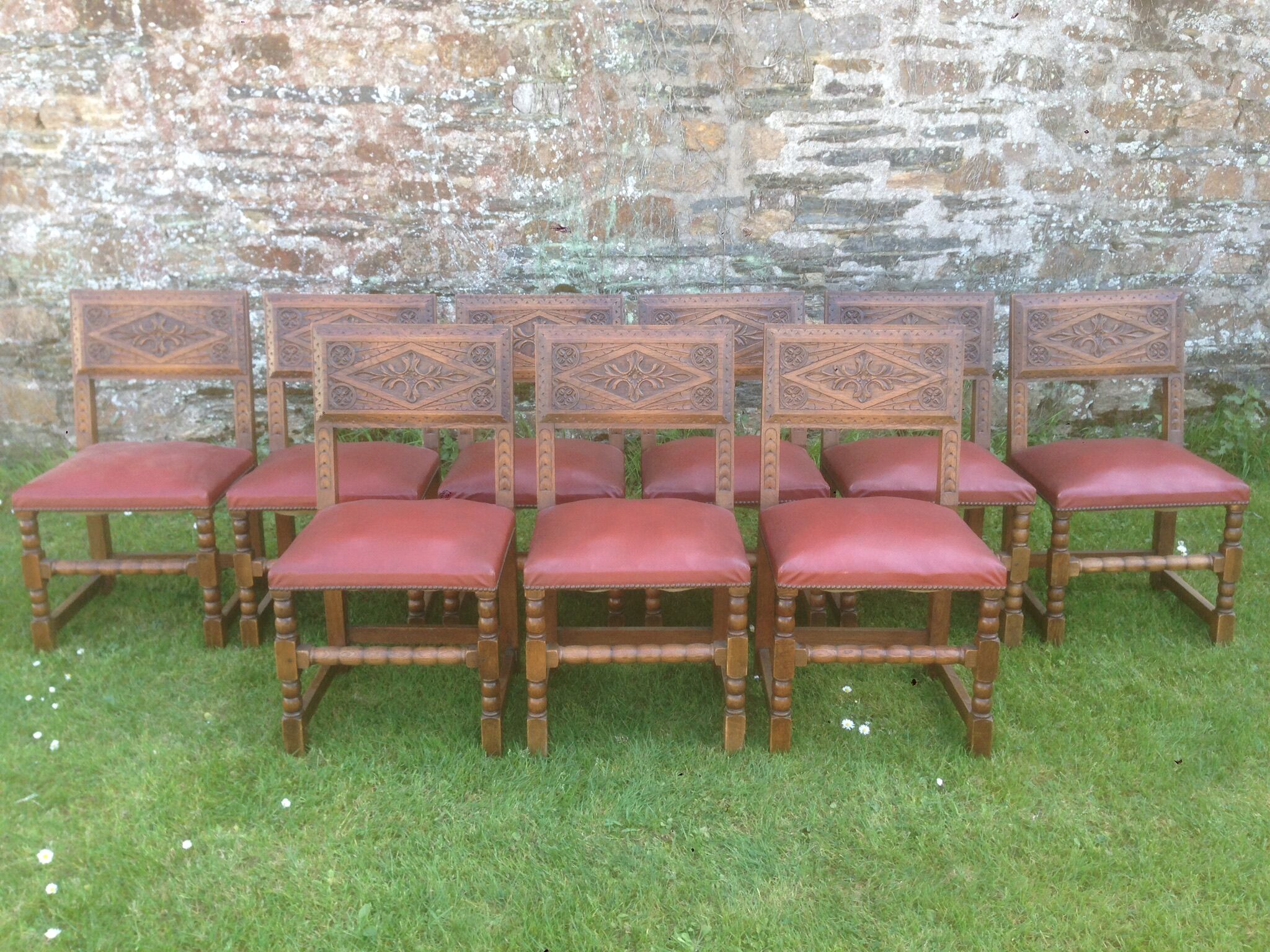 Rustic old oak chairs