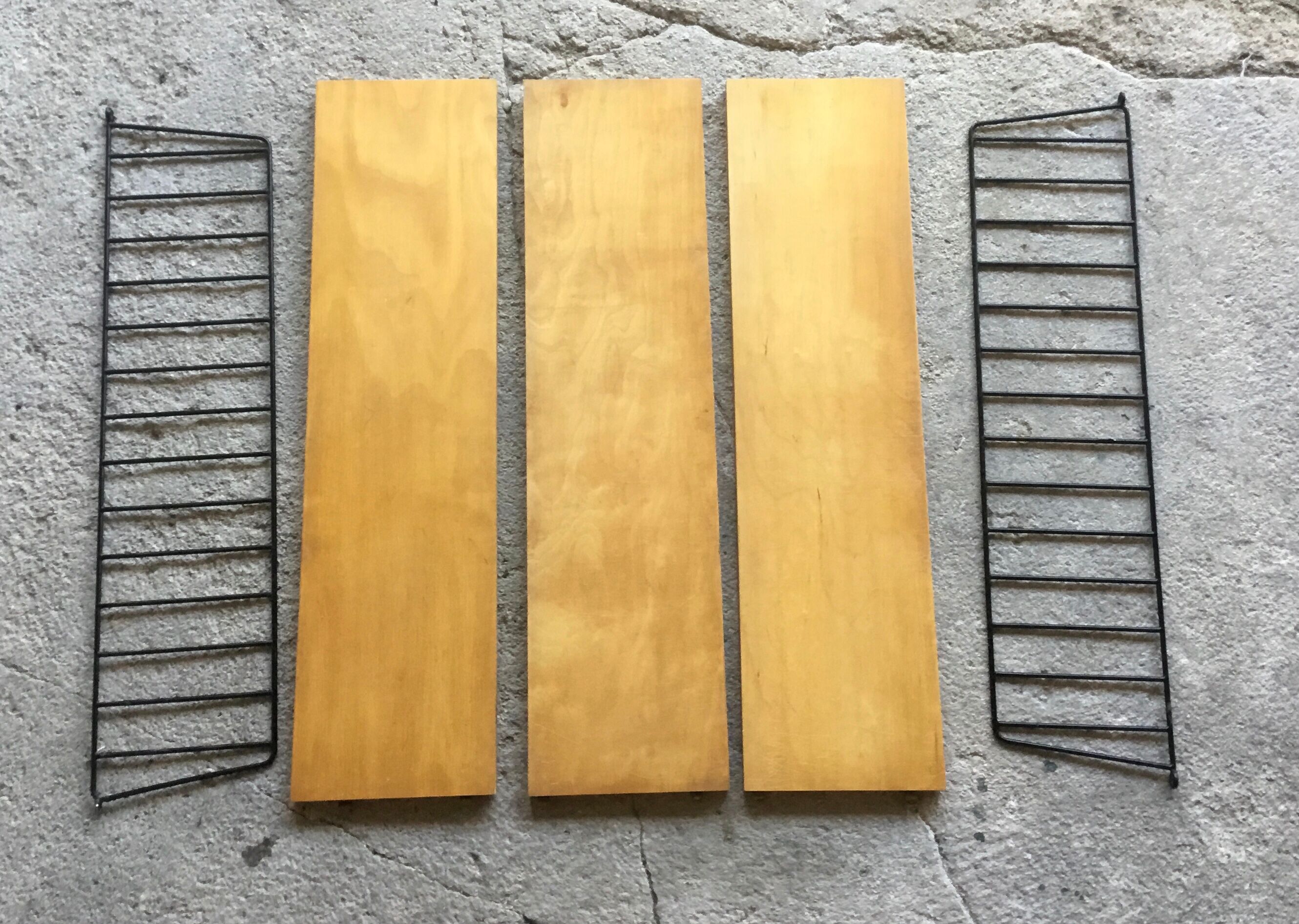 Modular wall shelf Nils Nisse Strinning wood and metal - 1960