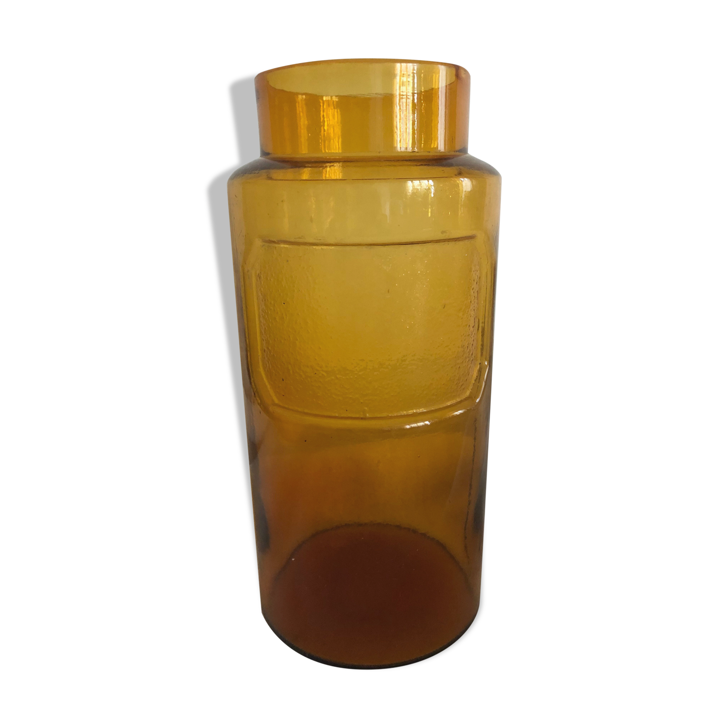 Amber jar, bubbled glass