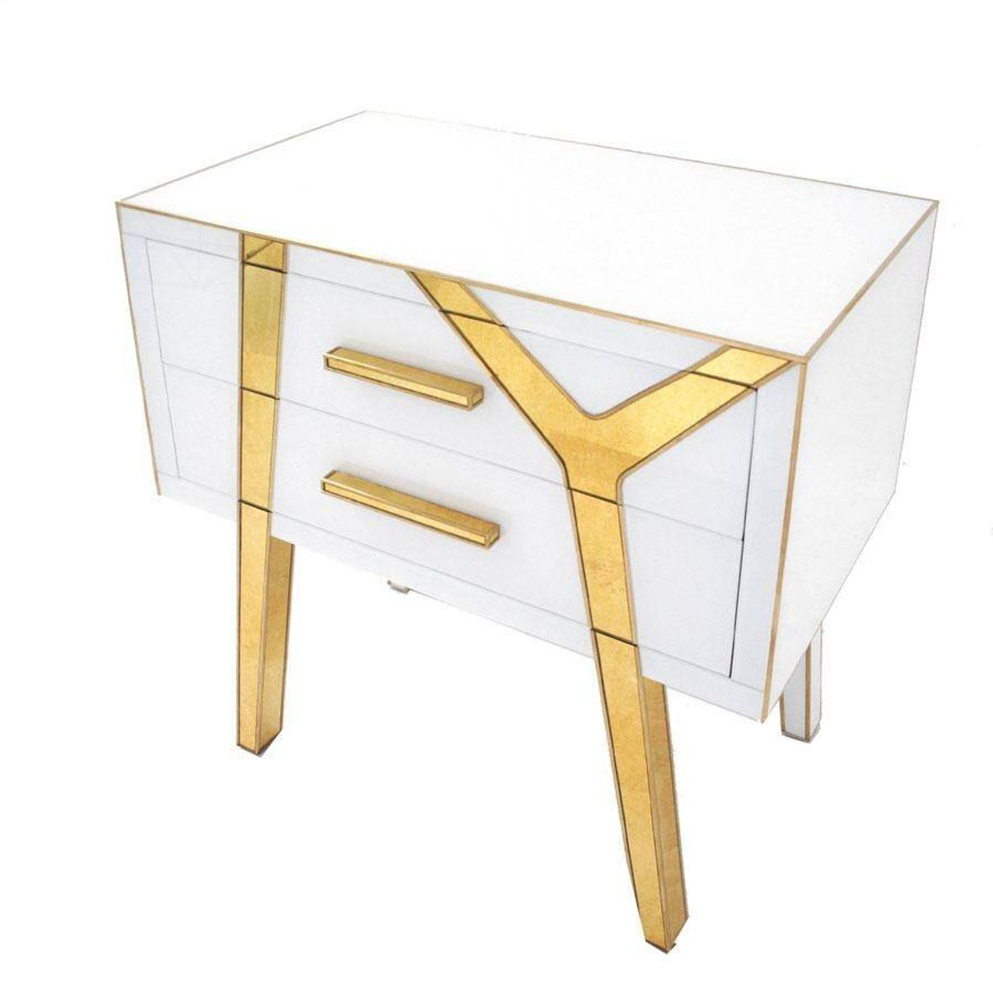 Pair of Contemporary Solid Wood and Glass Italian Bedside Tables by L.a. Studio