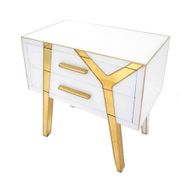 Pair of Contemporary Solid Wood and Glass Italian Bedside Tables by L.a. Studio