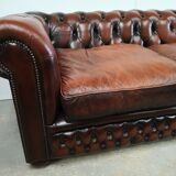 Brown leather chesterfield sofa 3 places