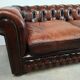 Brown leather chesterfield sofa 3 places