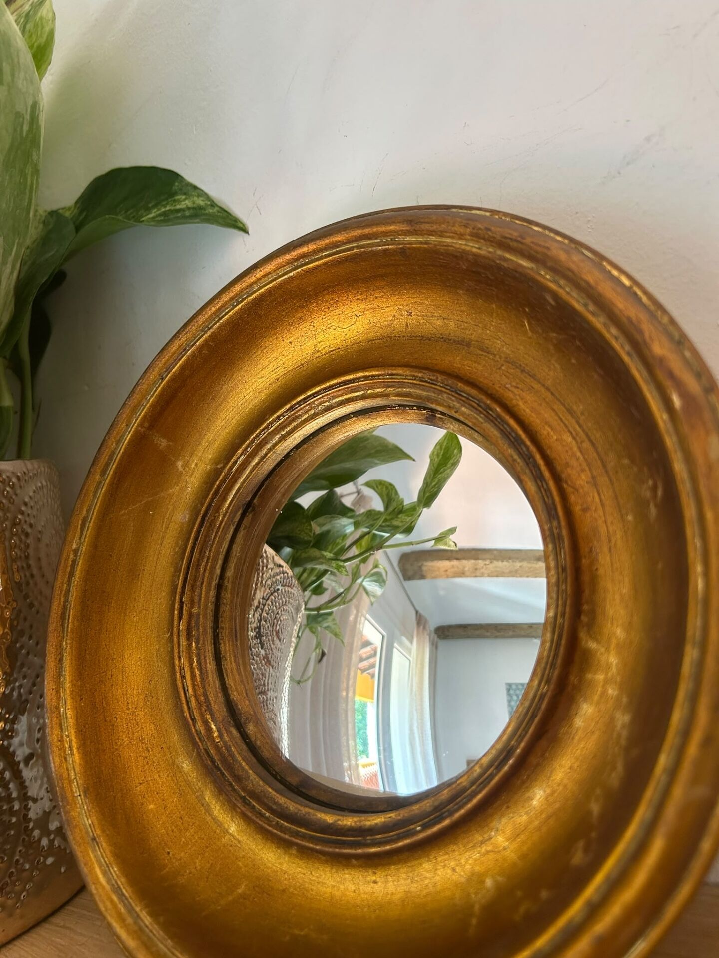 Miroir convexe rond doré miroir de sorcière