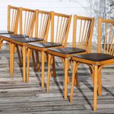 10 baumann chairs no. 12 black faux leather light beech