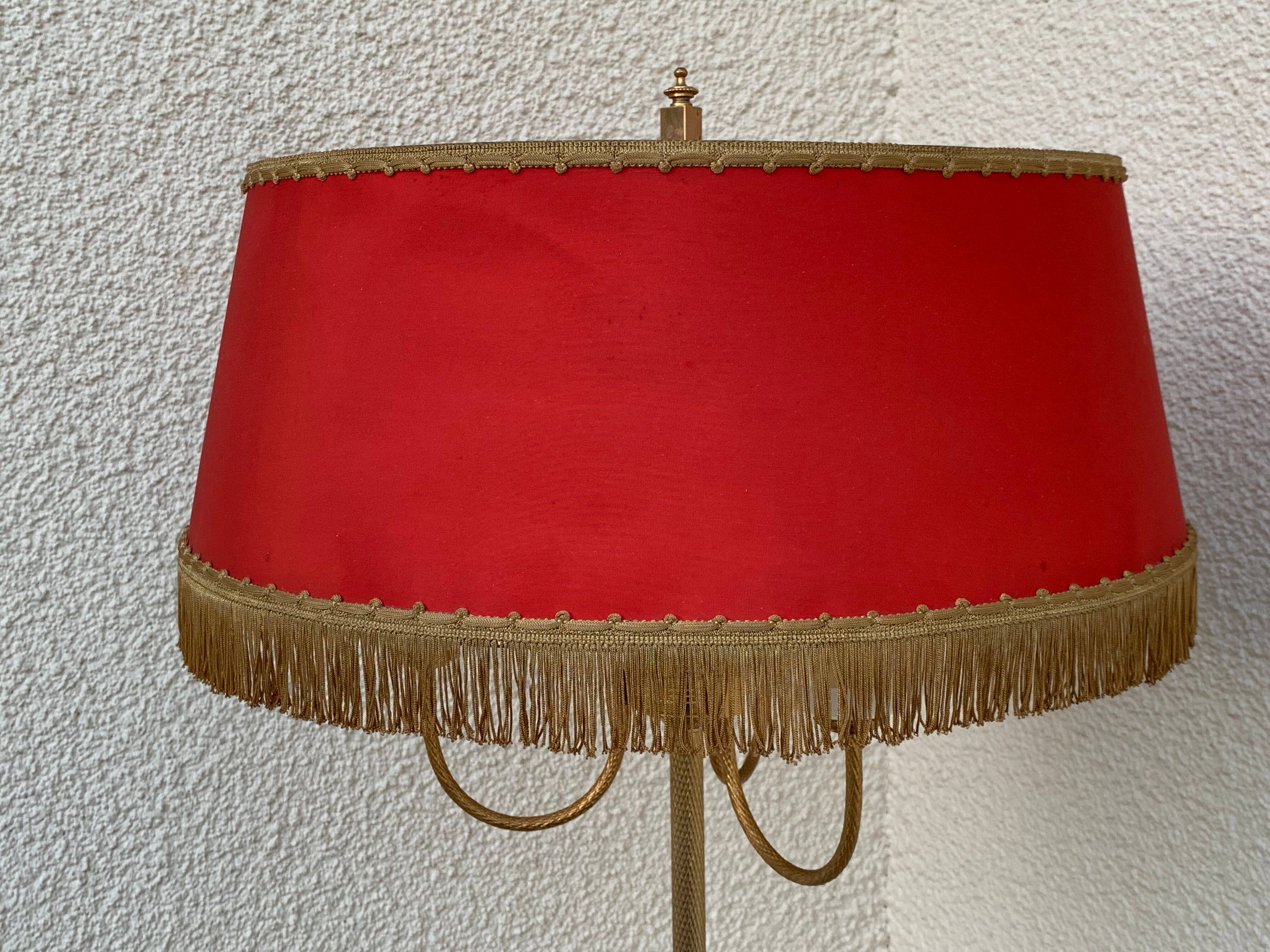 Vintage brass floor lamp in scale and opaline 1950