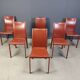 Chaises de salle à manger italiennes en cuir rouge, années 1980 - lot de 6