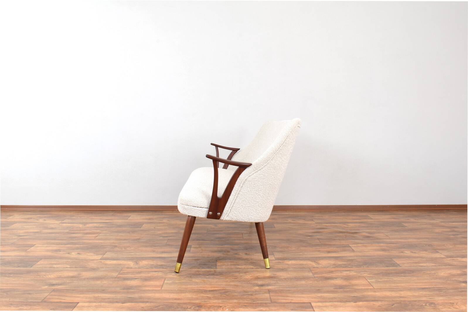 Mid-Century Norwegian Teak & Boucle Sofa, 1960s.