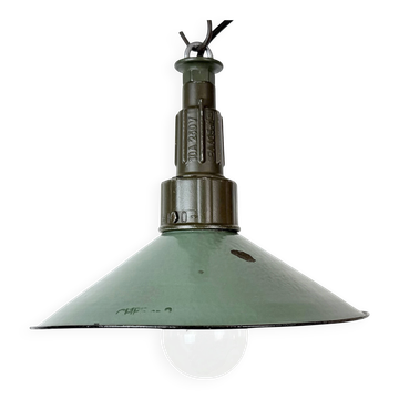 Industrial Petrol Enamel Military Pendant Lamp with Cast Aluminium Top