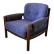 Vintage armchair in wood and blue velvet