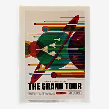 Futuristic retro nasa print the grand tour spaceship travel