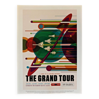 Futuristic retro nasa print the grand tour spaceship travel