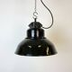 Lampe d'Usine Industrielle en Émail Noir avec Plateau en Fonte, 1960s
