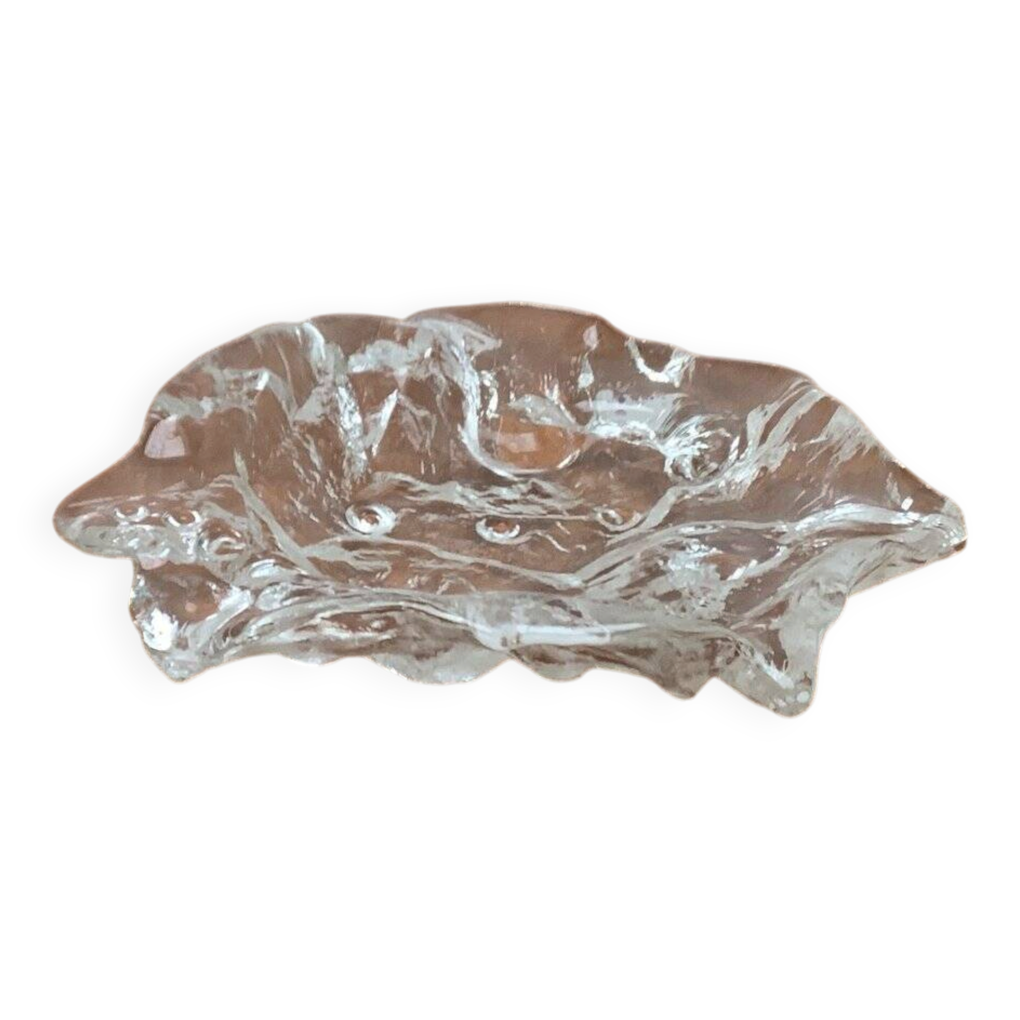 Frosted glass bowl with snail patterns, 1960s.