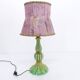 Murano turquoise lamp and pink silk lampshade 1940
