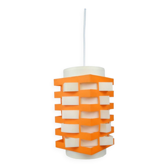 Mid century Vintage hanging ceiling lamp pendant  space age 70s orange white