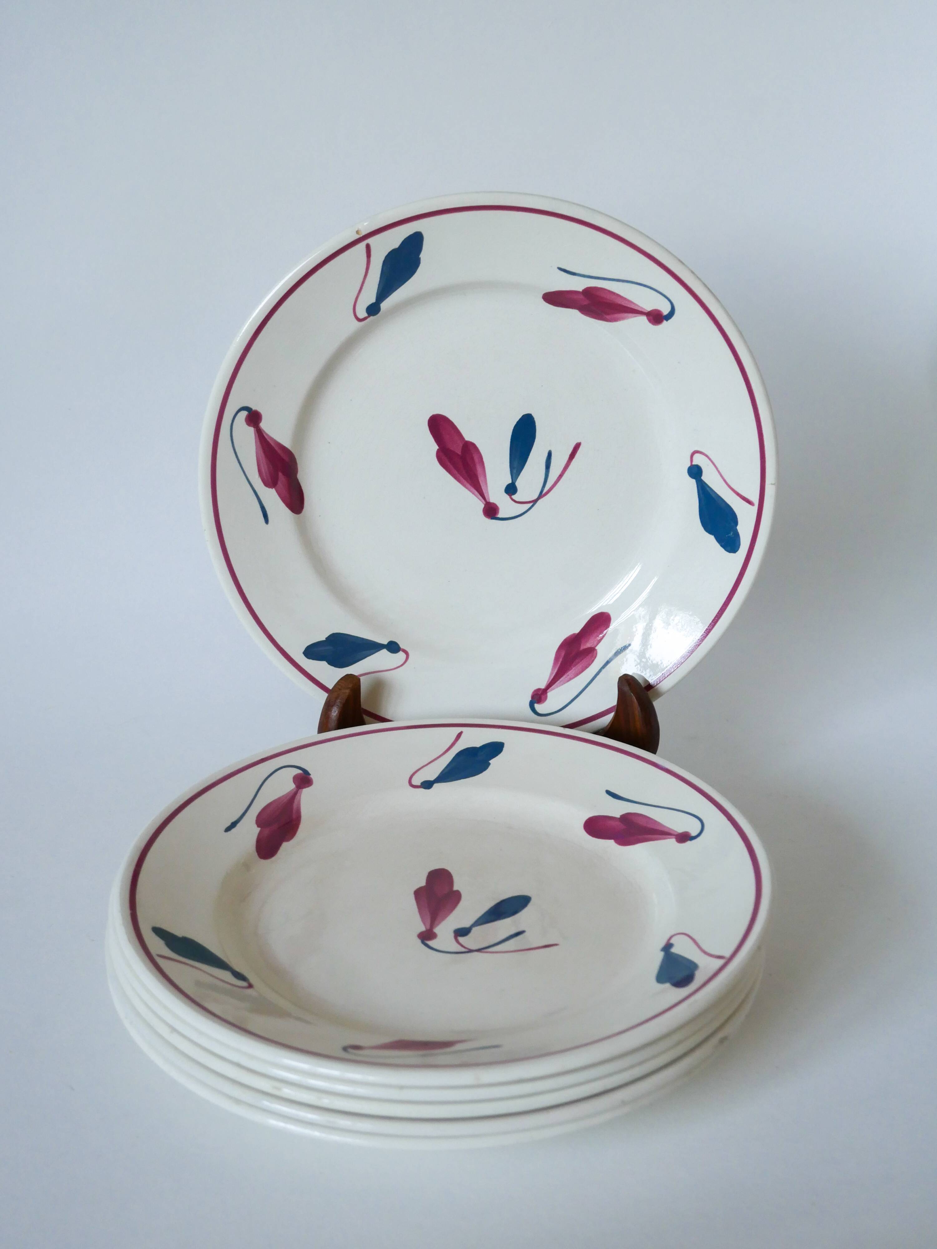 Set of 6 Givors dessert plates, Perce-Neige model, 1950