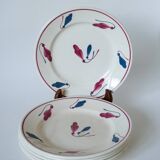Set of 6 Givors dessert plates, Perce-Neige model, 1950