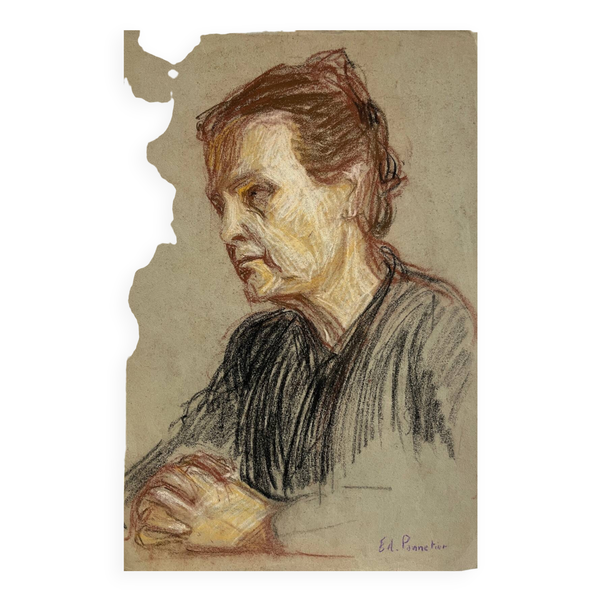 Tableau study Pastel Ed. Pannetier (1884-1965) Portrait