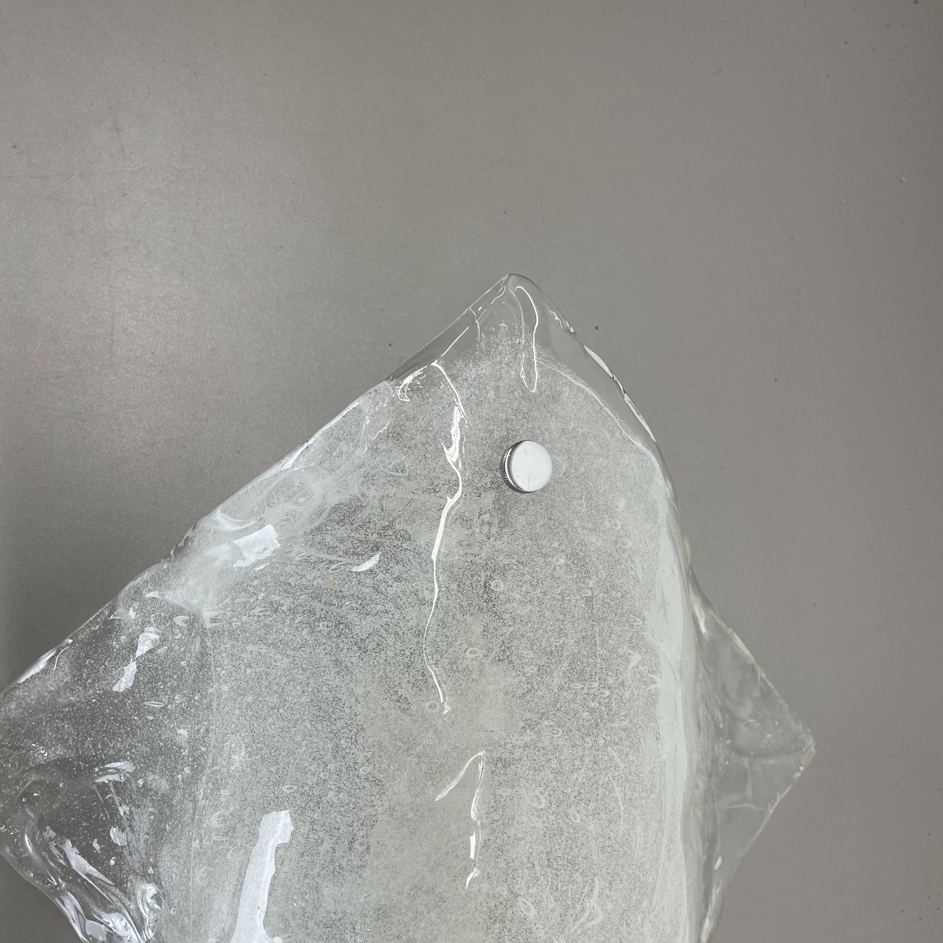 Large Organic Hollywood Regency Ice Glass Wall Light by Kalmar Lights, 1970