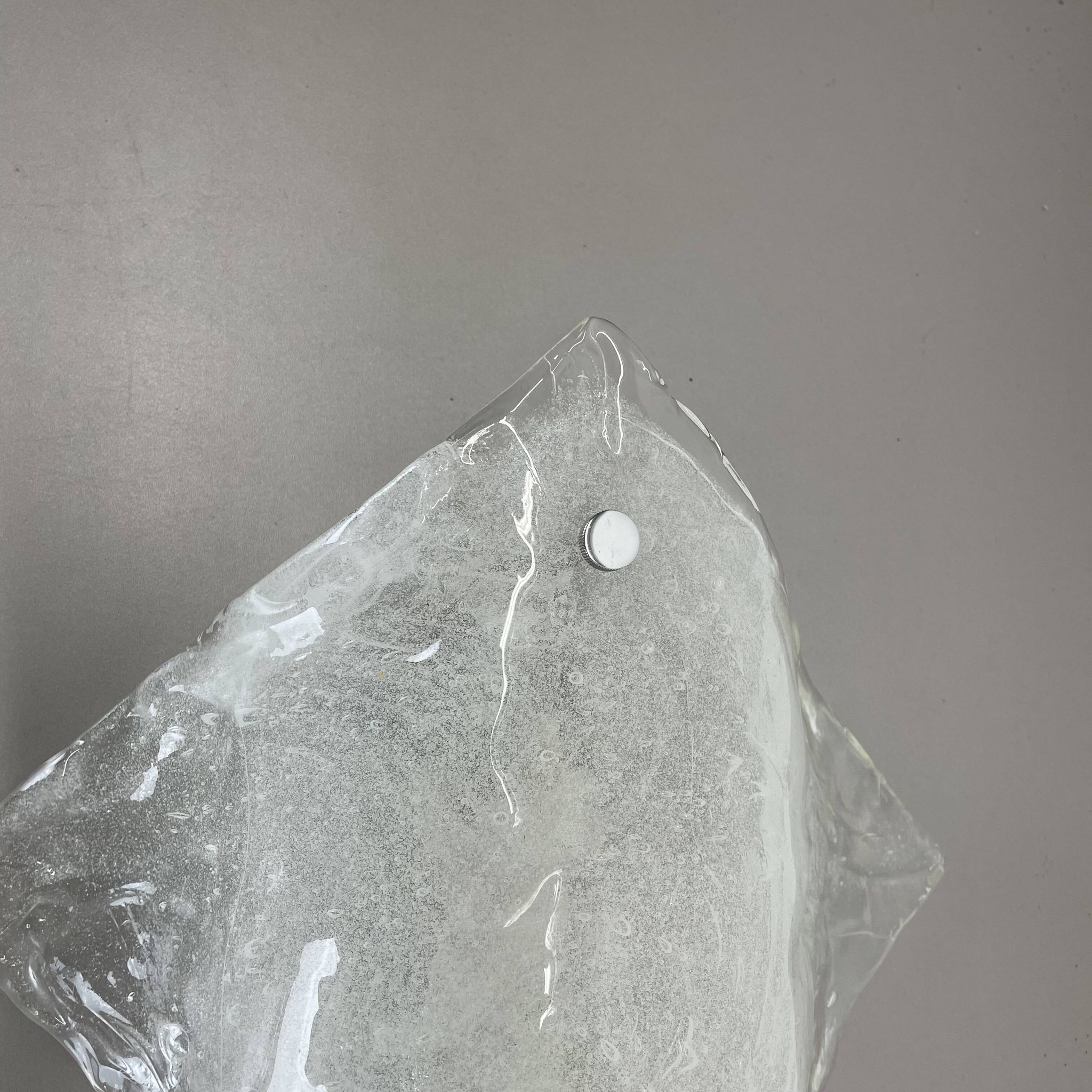 Large Organic Hollywood Regency Ice Glass Wall Light by Kalmar Lights, 1970
